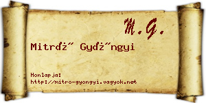 Mitró Gyöngyi névjegykártya